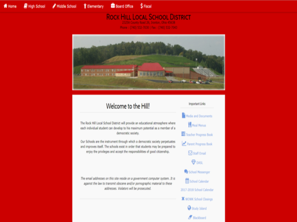 Rock Hill Local Schools Website Screenshot